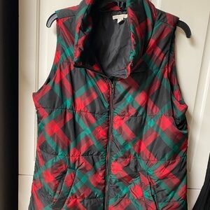 Cato Red and Green Plaid Vest